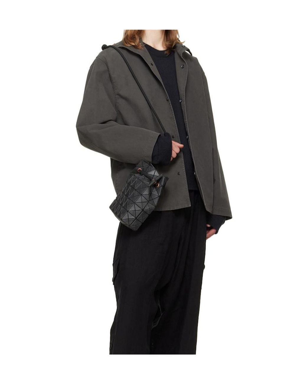 Issey Miyake Black Wring Denim Shoulder Bag