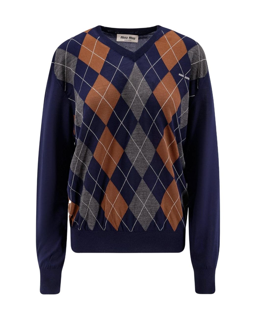 Miu Miu Blue V-Neck Knitted Jumper