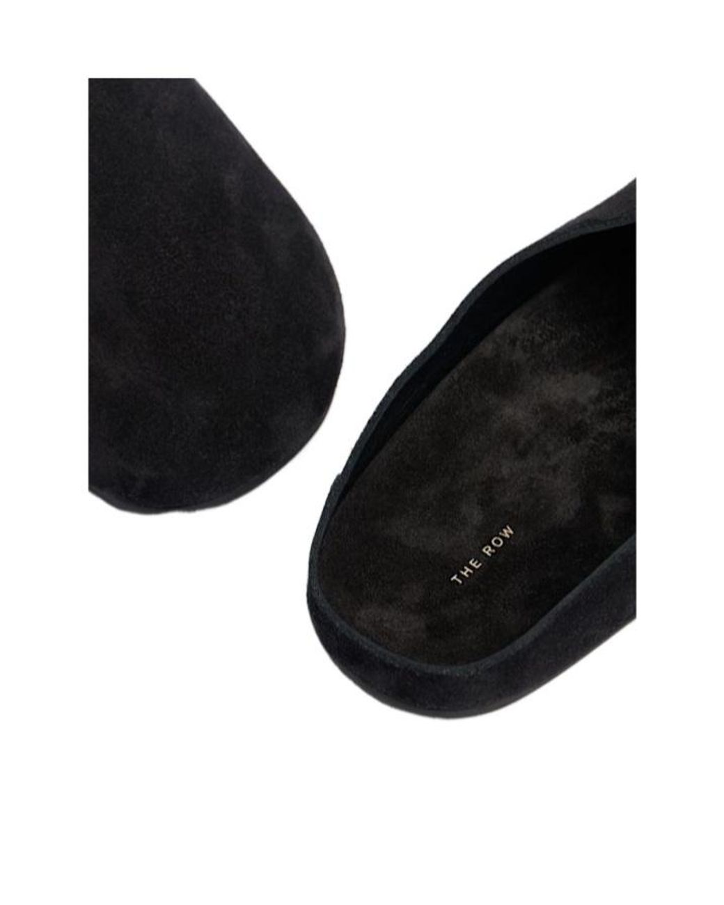 The Row Black Suede Flat Slides
