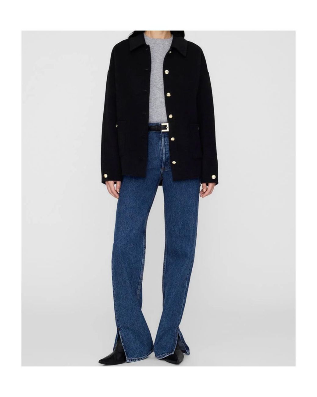 Anine Bing Black Cashmere Single-Breasted Casual Jacket