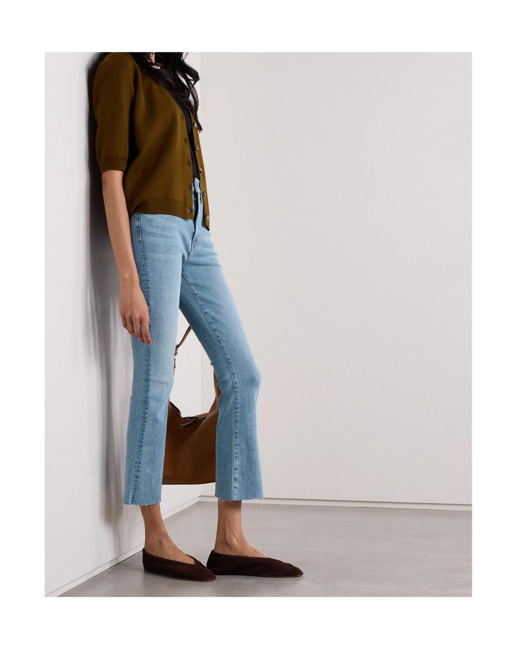 Veronica Beard Blue High-Waisted Flared Cropped Jeans