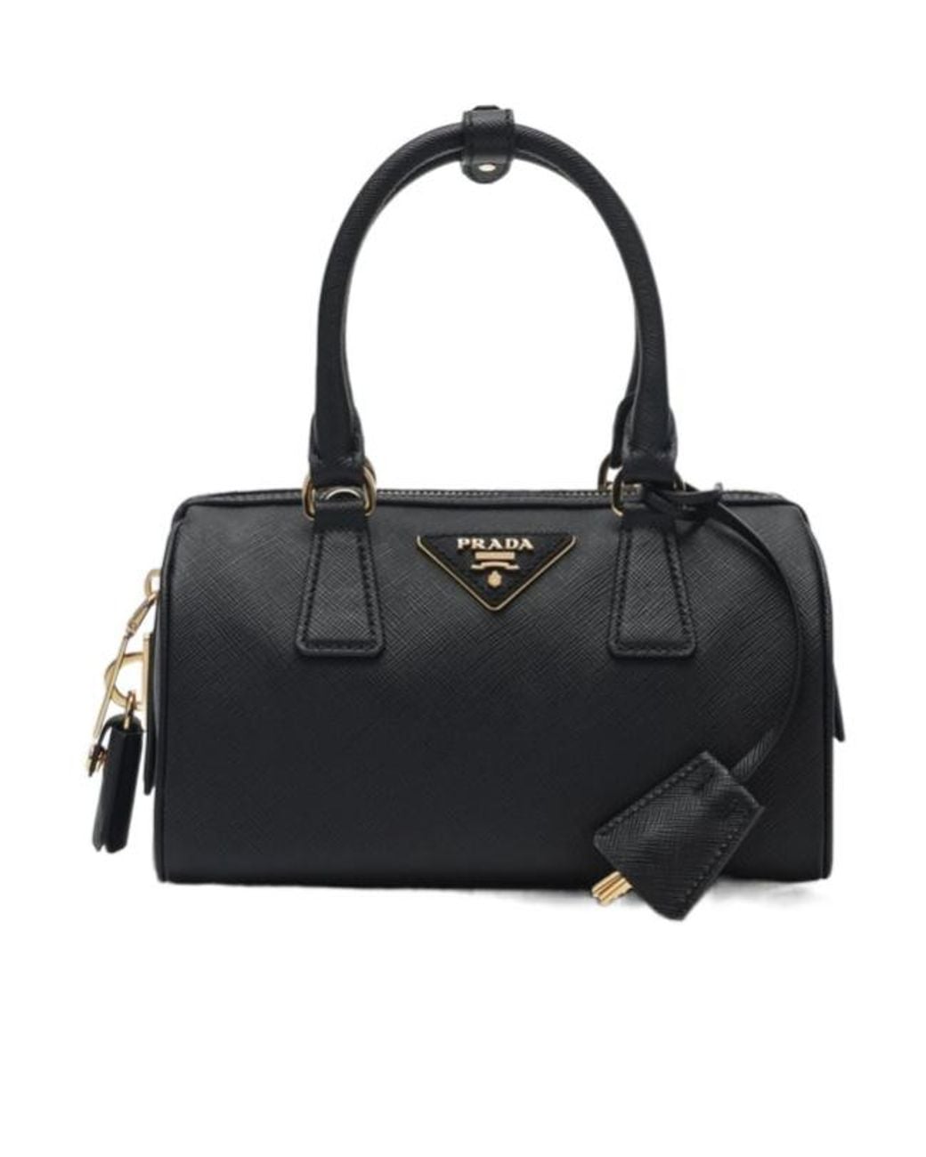 Prada Triangle-Patch Zipped Tote Bag in Black | Lyst