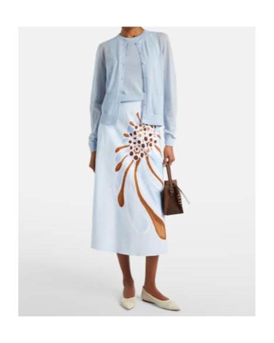 Dorothee Schumacher Blue Floral Cotton-Blend Midi Skirt