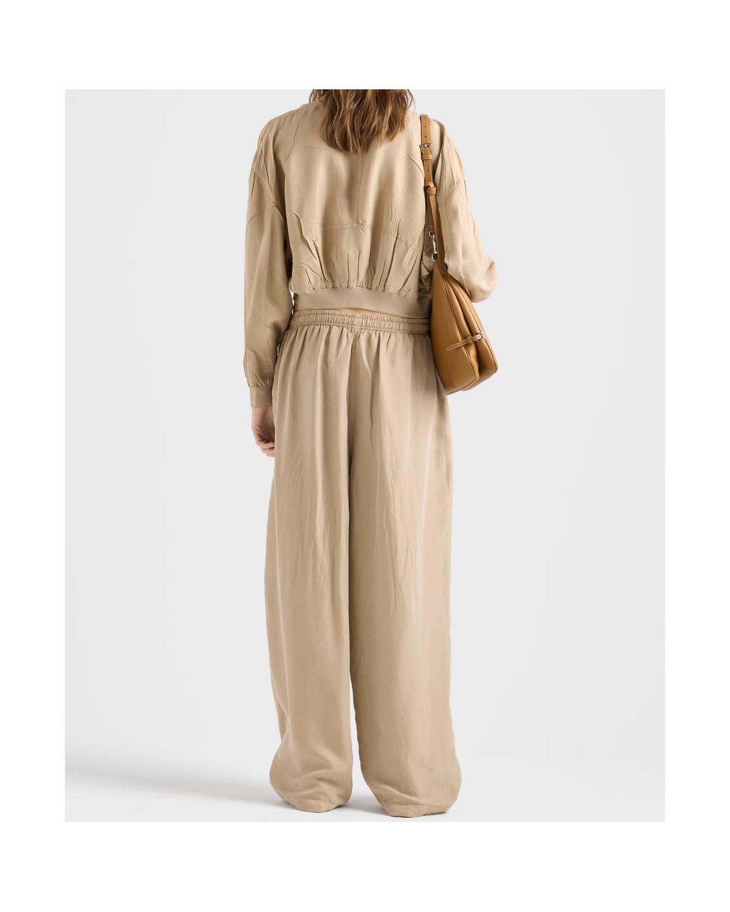 Prada Natural Cropped Old-Silk Bomber Jacket