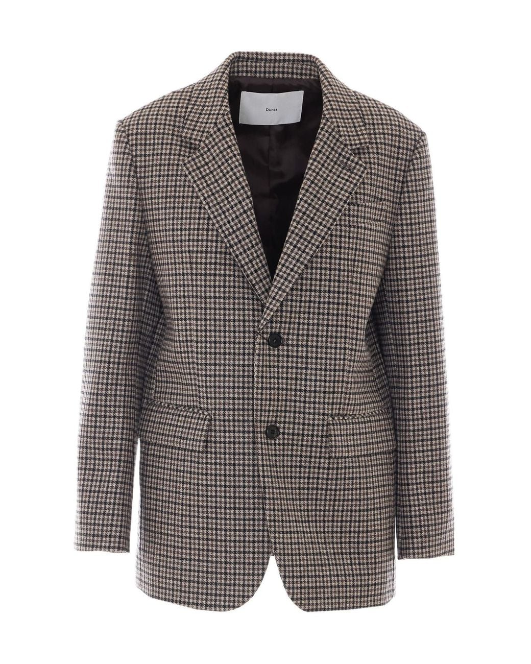 DUNST Gray Lily Checked Single-Breasted Blazer for men