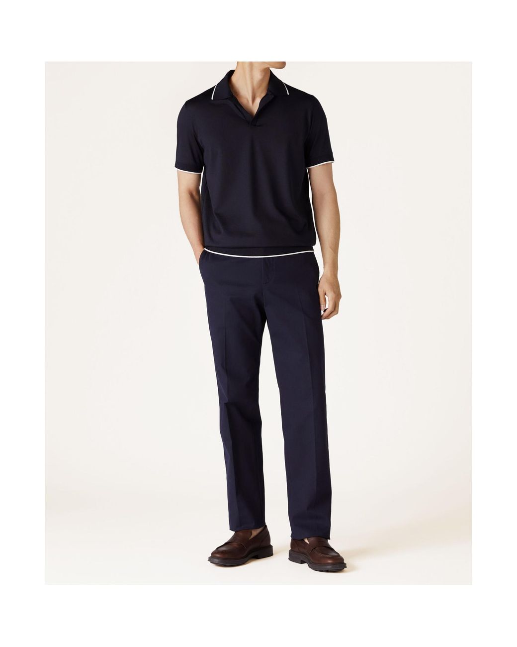 Loro Piana Black Waitaki Polo-Collar T-Shirt for men
