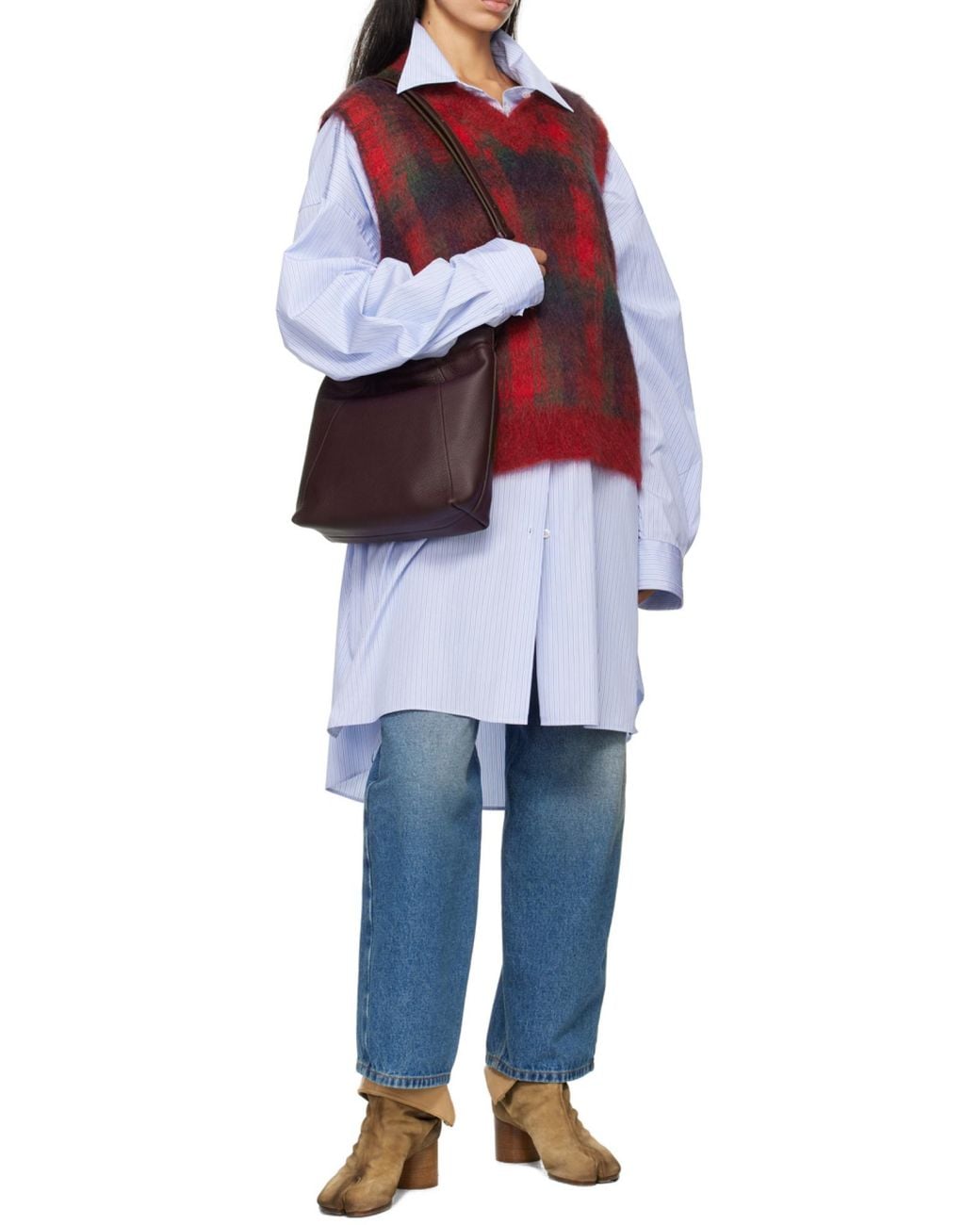 Maison Margiela Purple Striped Button-Up Oversized Shirt