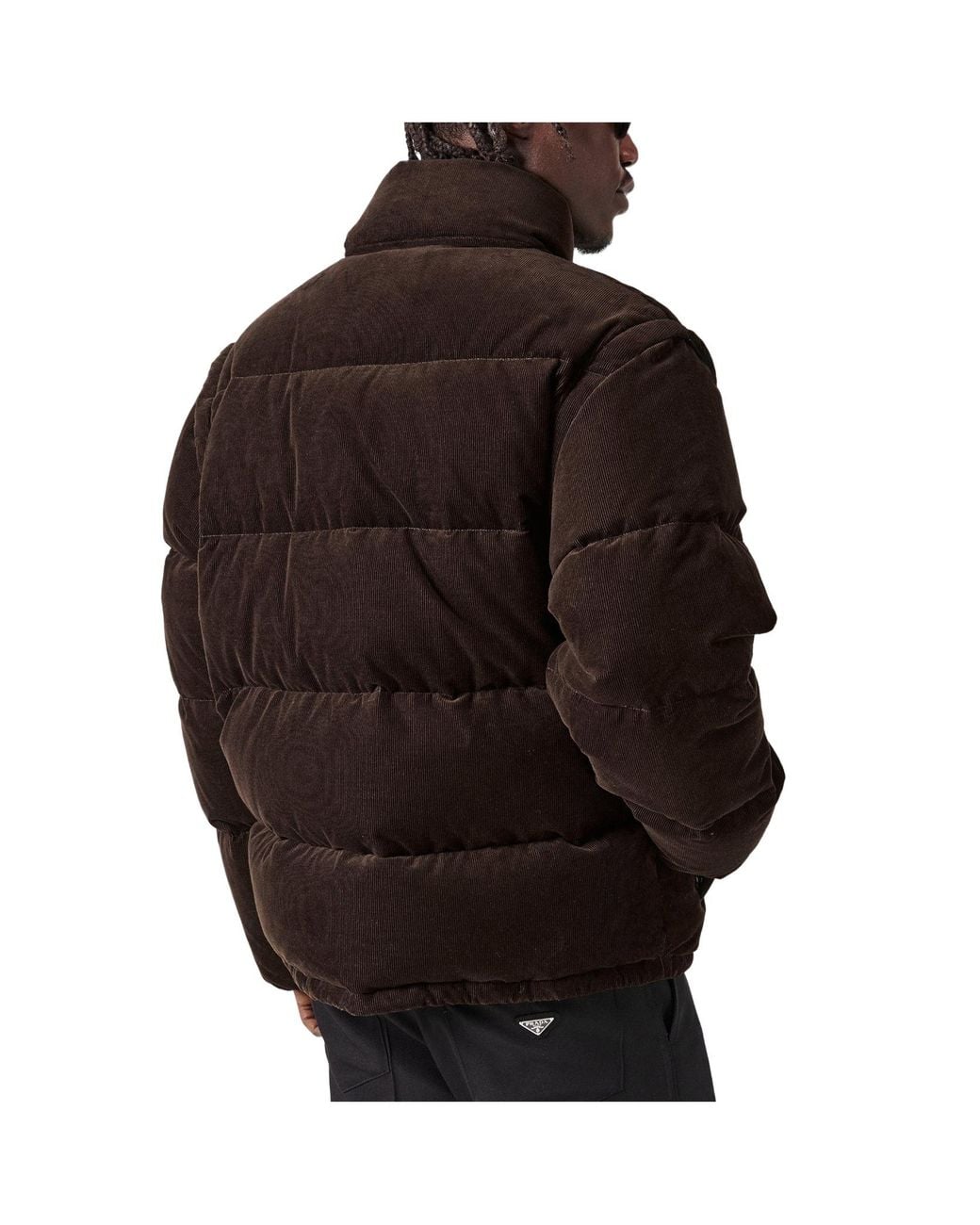 Prada Brown Corduroy Quilted Down Jacket for men