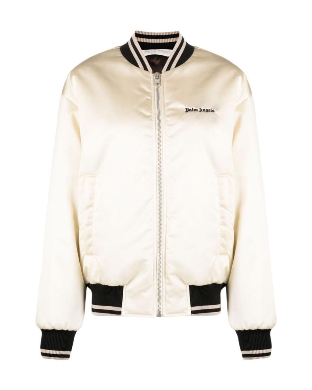 Palm Angels White Classic Logo Bomber Jacket