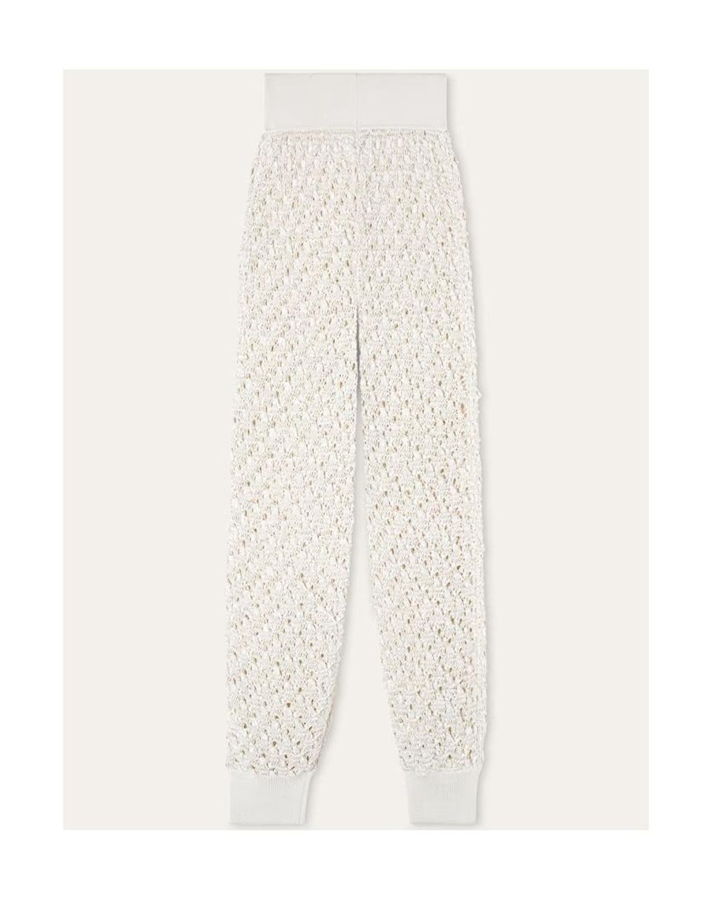 Loro Piana White Aida Openwork Knit Trousers