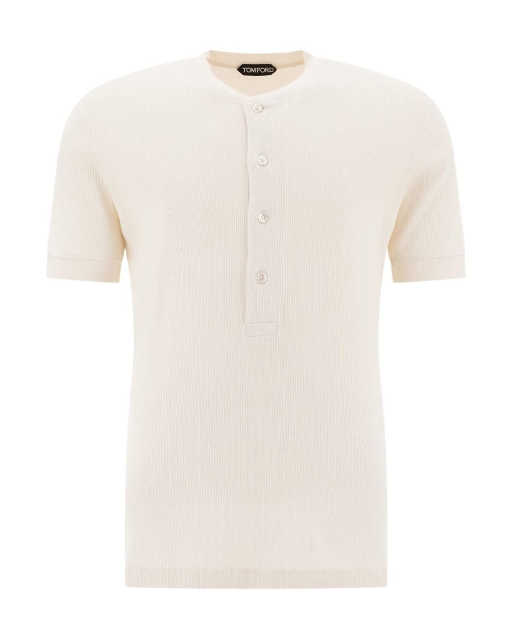 Tom Ford White Fine-Ribbed Logo Embroidered T-Shirt for men