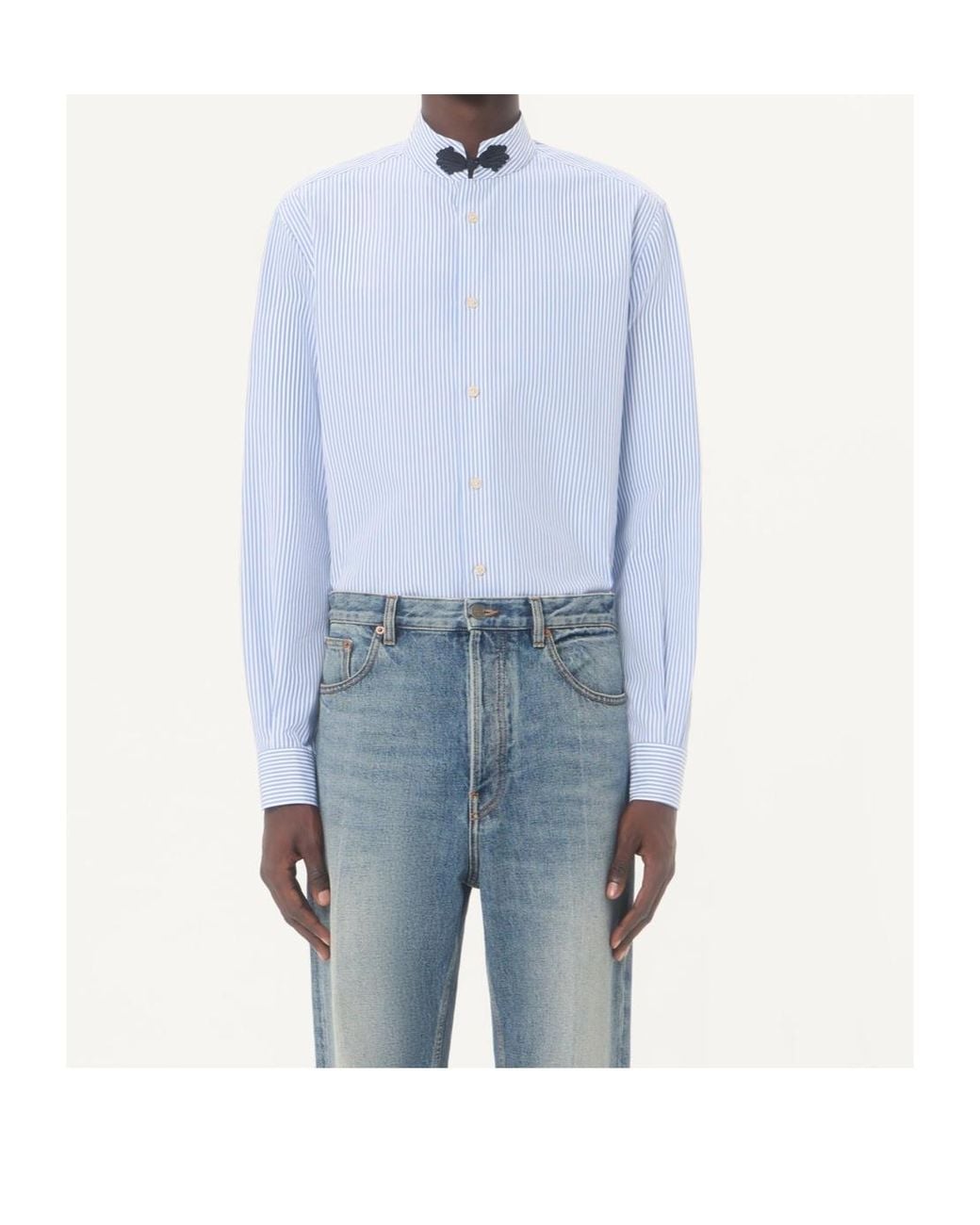 Valentino Blue Striped Button-Up Shirt for men