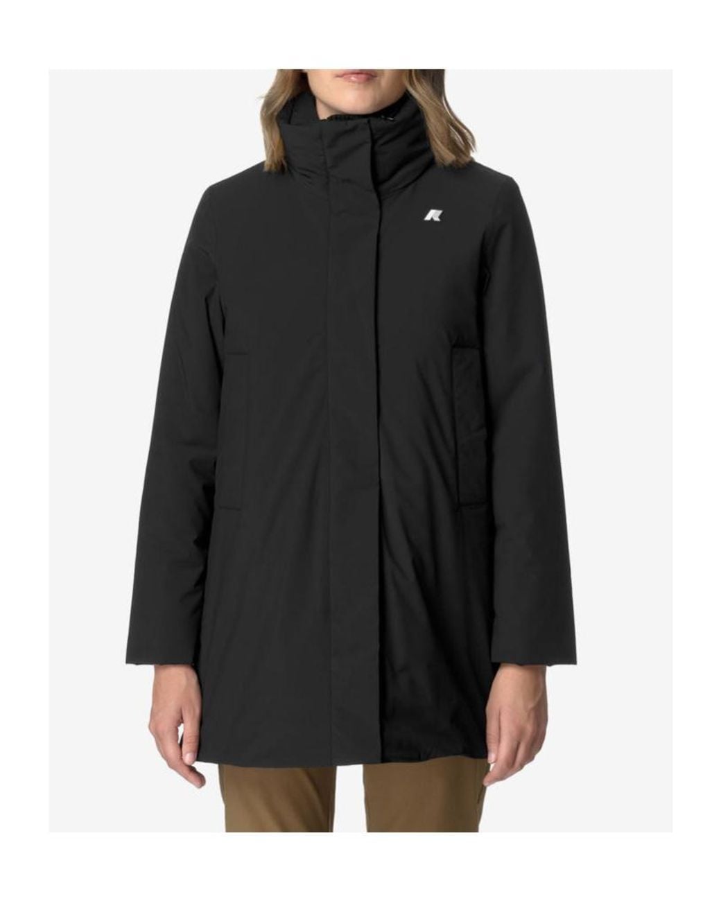 K-Way Black Hooded Padded Coat
