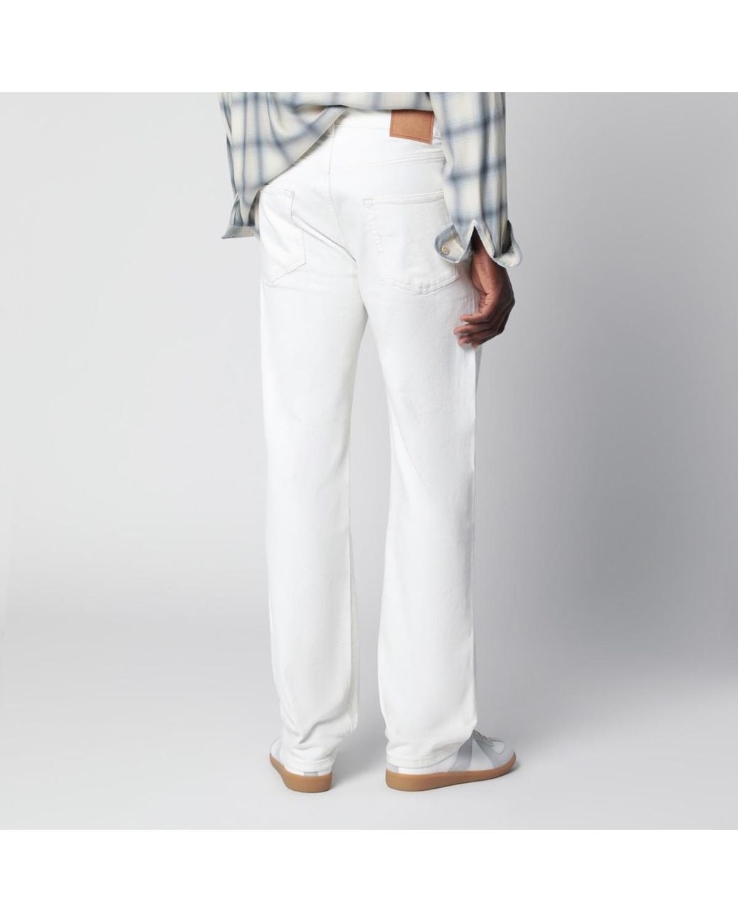 Jeanerica White Logo-Patch Straight-Leg Jeans for men