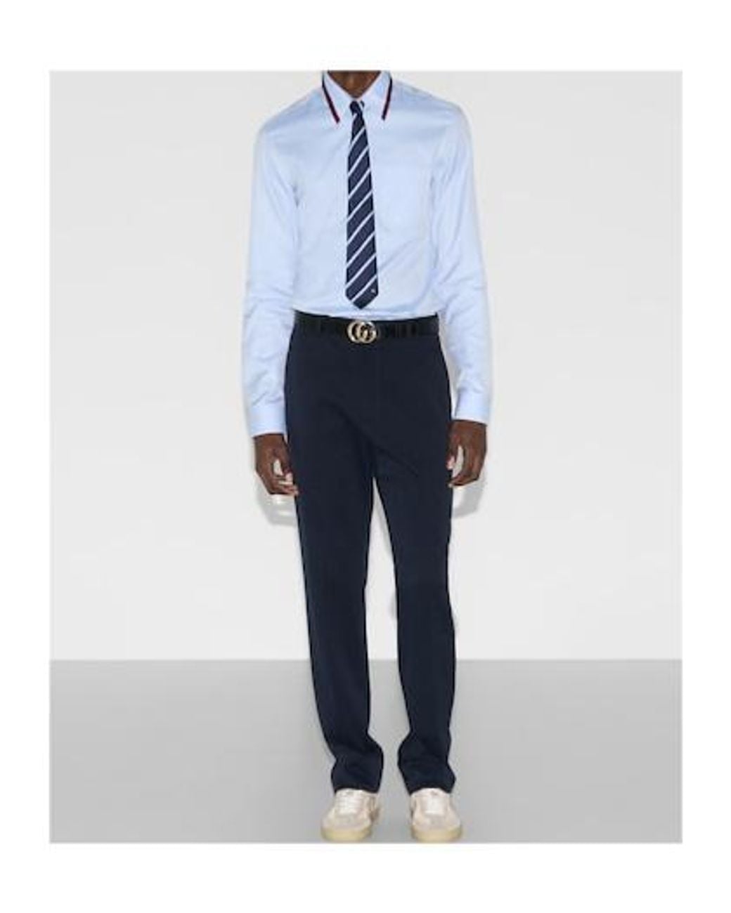 Gucci Blue Logo Detailed Straight-Leg Pants for men