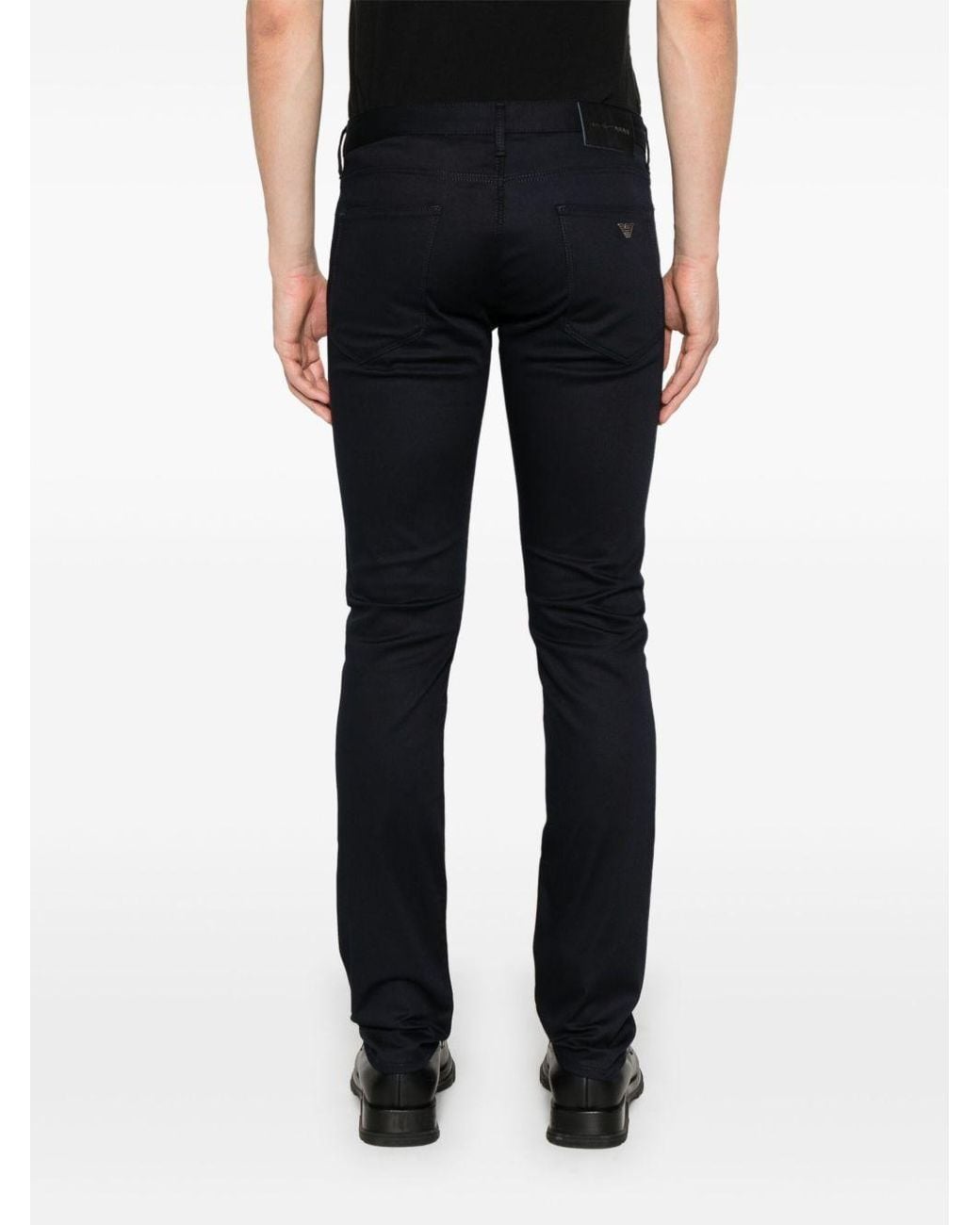 Emporio Armani Black Logo-Plaque Slim-Fit Jeans for men