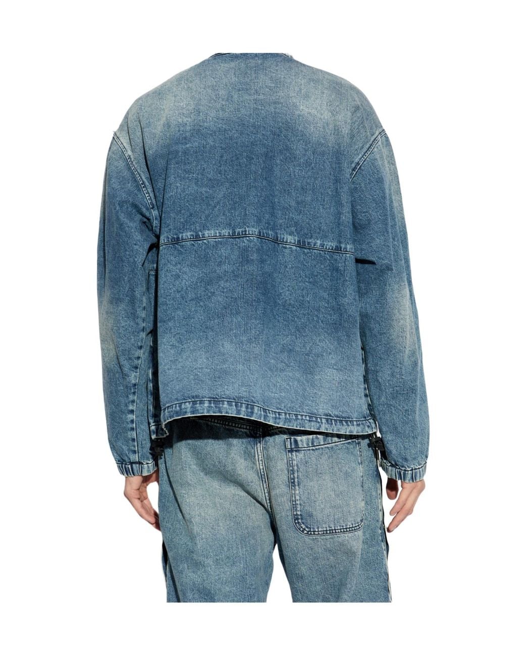 DIESEL Blue Logo Embroidered Denim Jacket for men