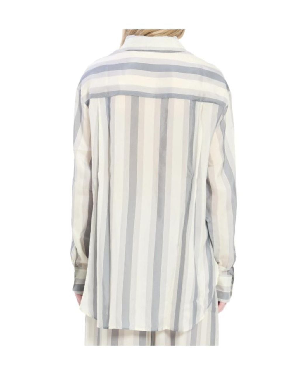 Frankie Shop White Peri Striped Fluid Shirt