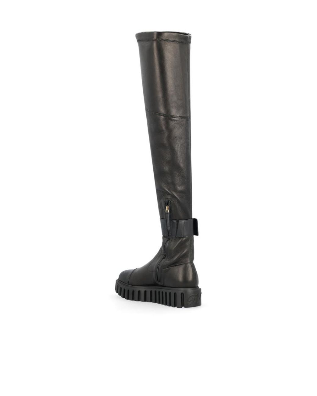 Roger Vivier Black Viv' Go-Thick Metal Buckle Stretch Cuissard Boots