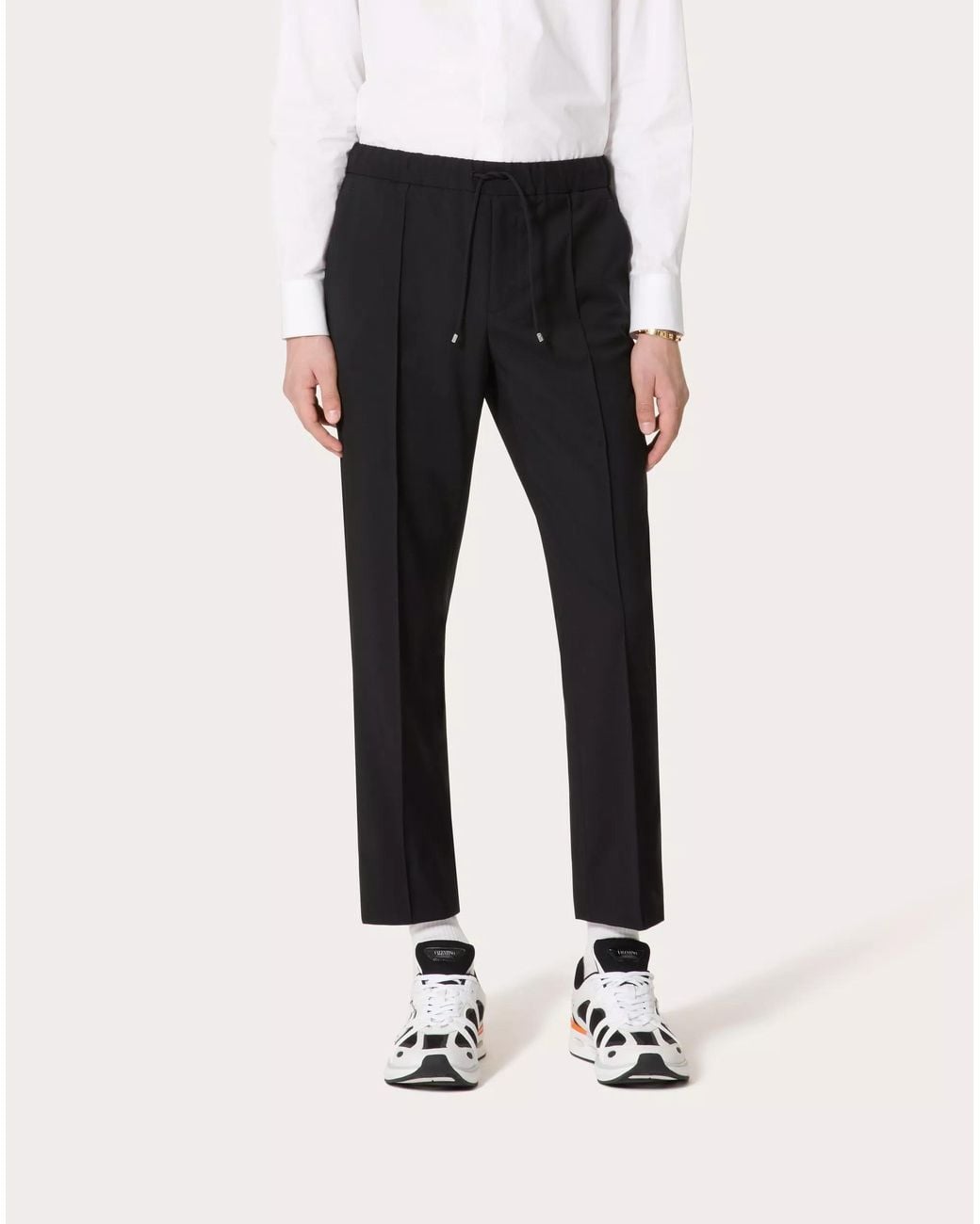Valentino Black Drawstring Straight Fit Trousers for men