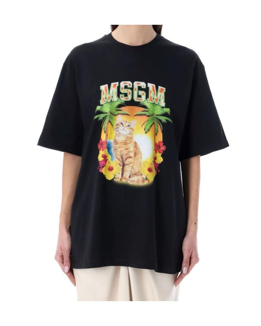 MSGM Black Logo Printed T-Shirt