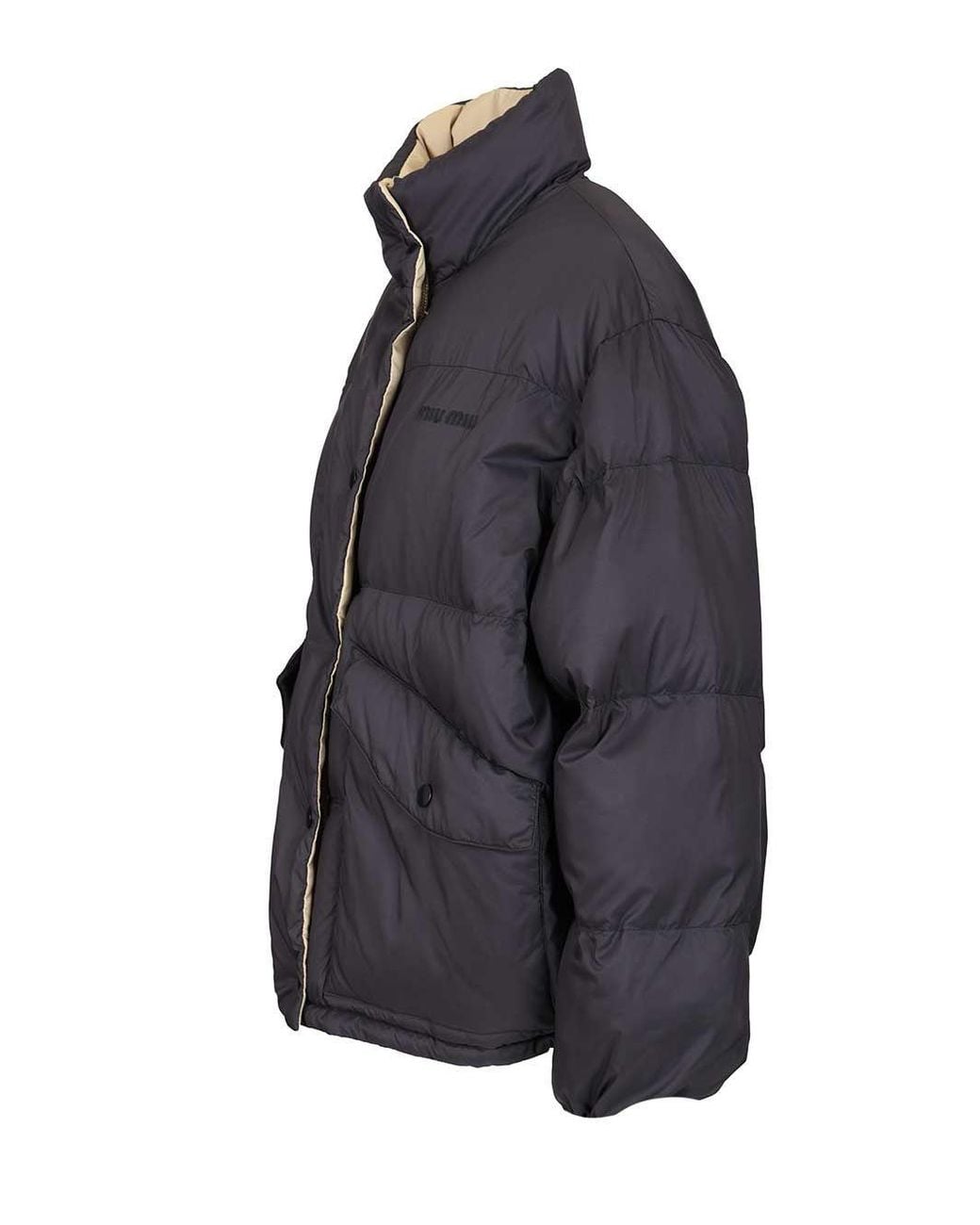 Miu Miu Blue Reversible Technical Pongé Down Jacket