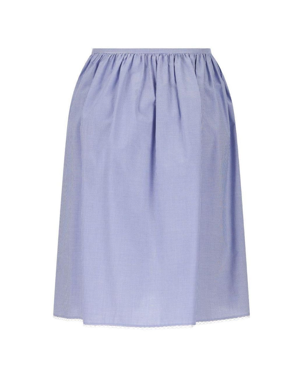 Miu Miu Blue Logo-Patch Midi Skirt