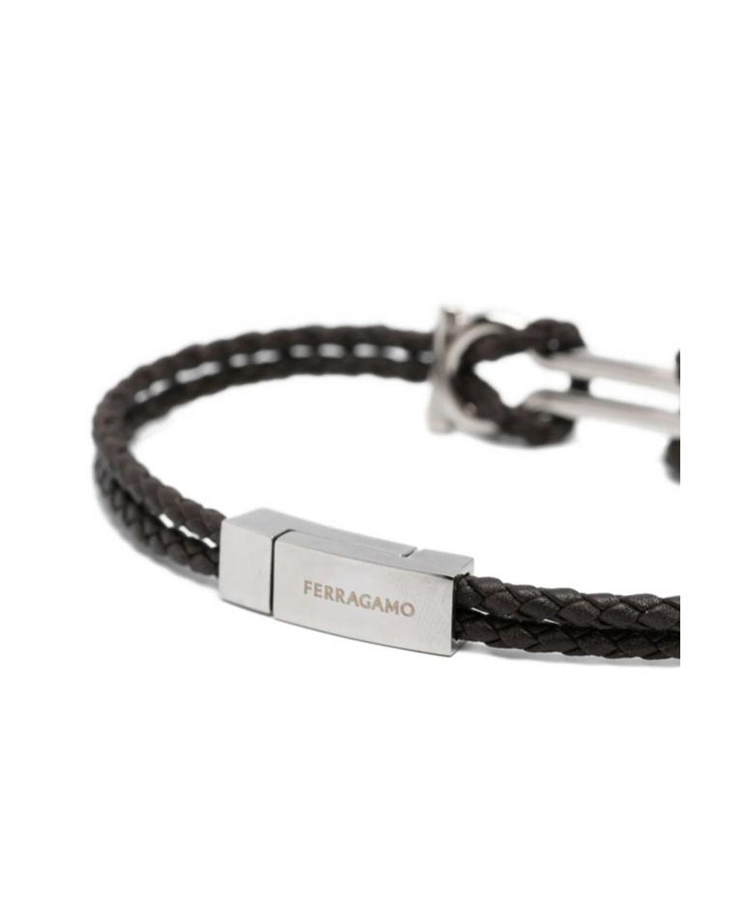 Ferragamo White Braided Bracelet for men