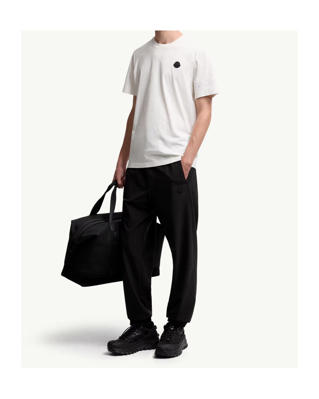 Moncler White Logo Patch Crewneck T-Shirt for men