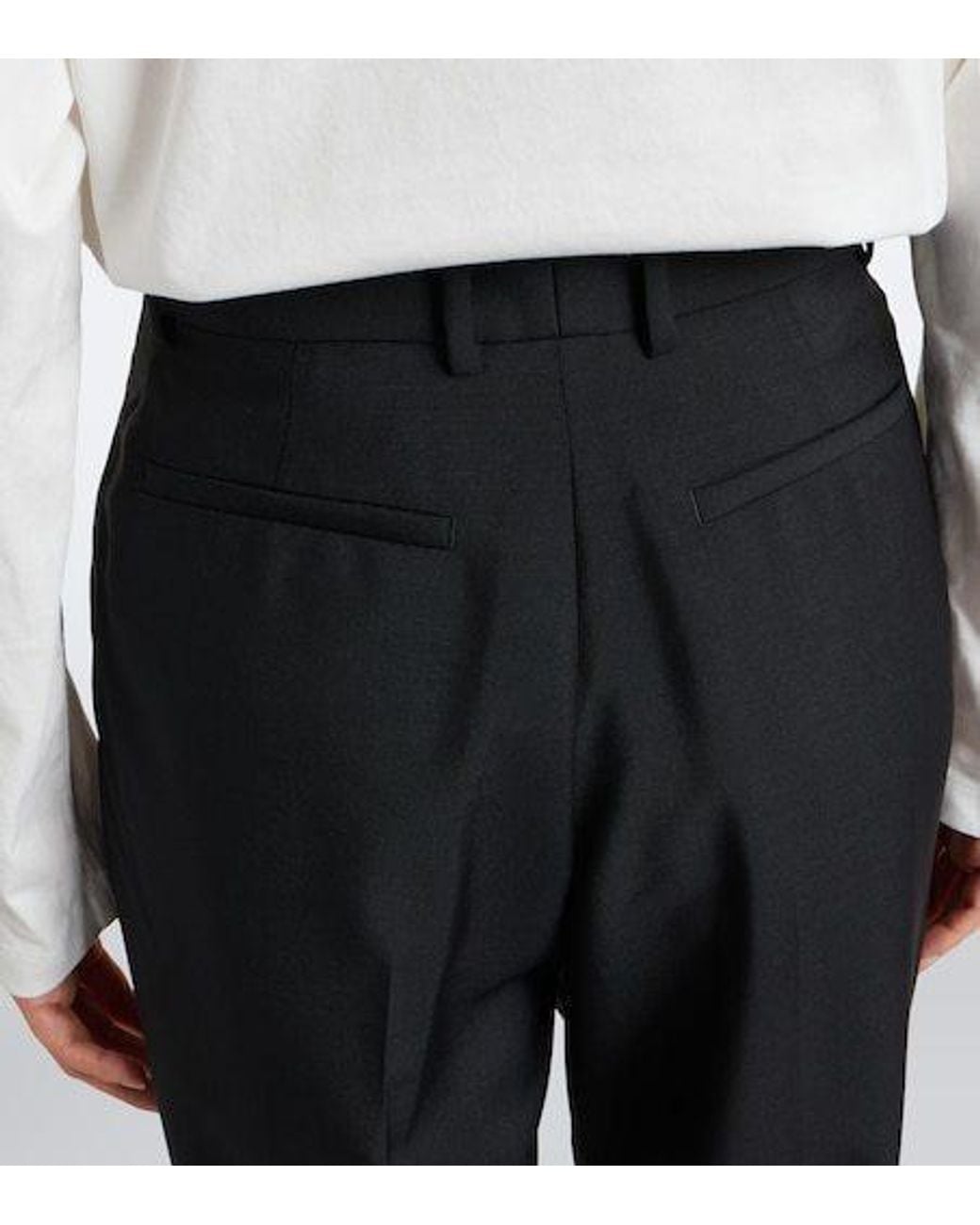 Jil Sander Black Pleated Wool And Mohair Straight Pants