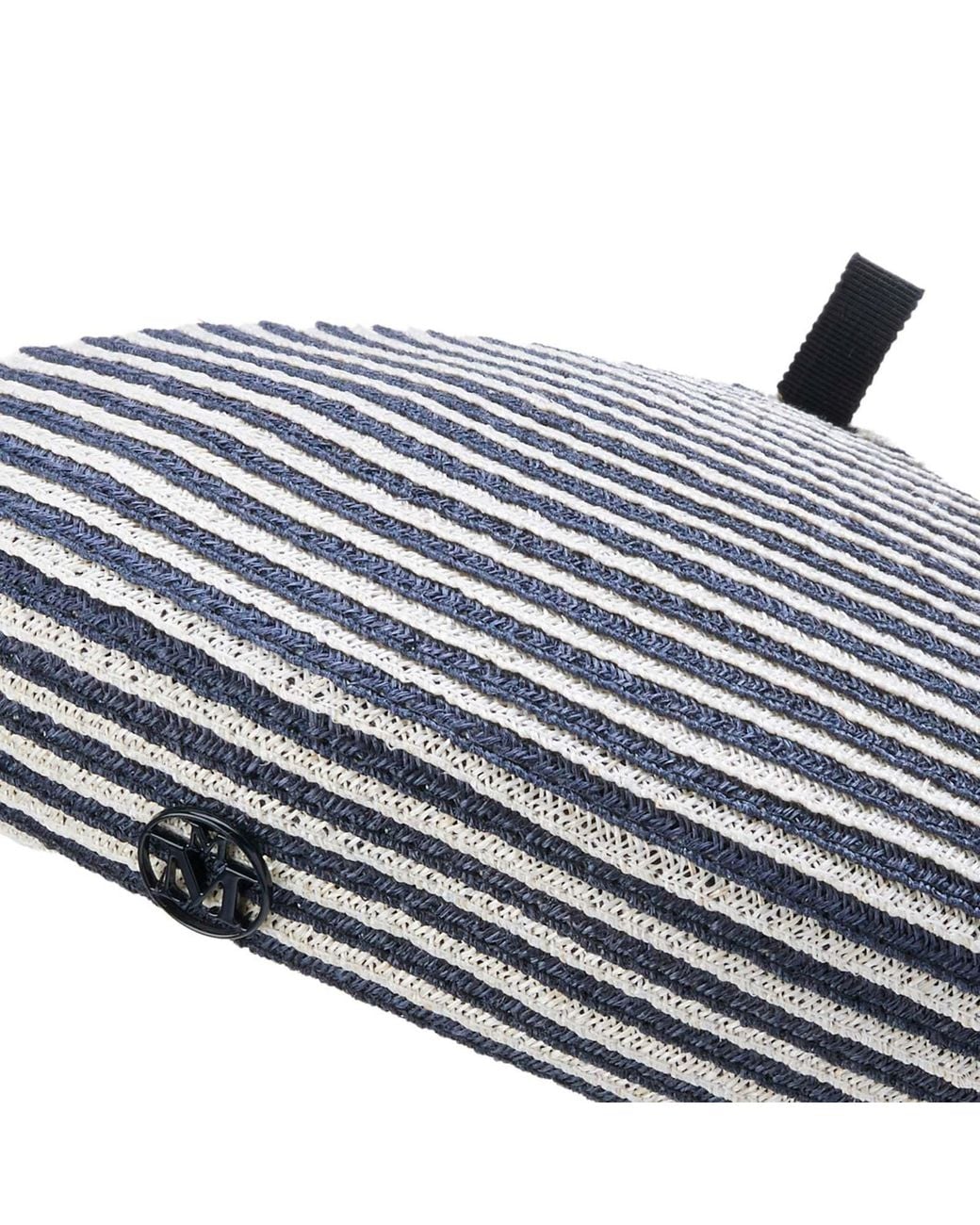 Maison Michel Gray Marsha Striped Straw Beret