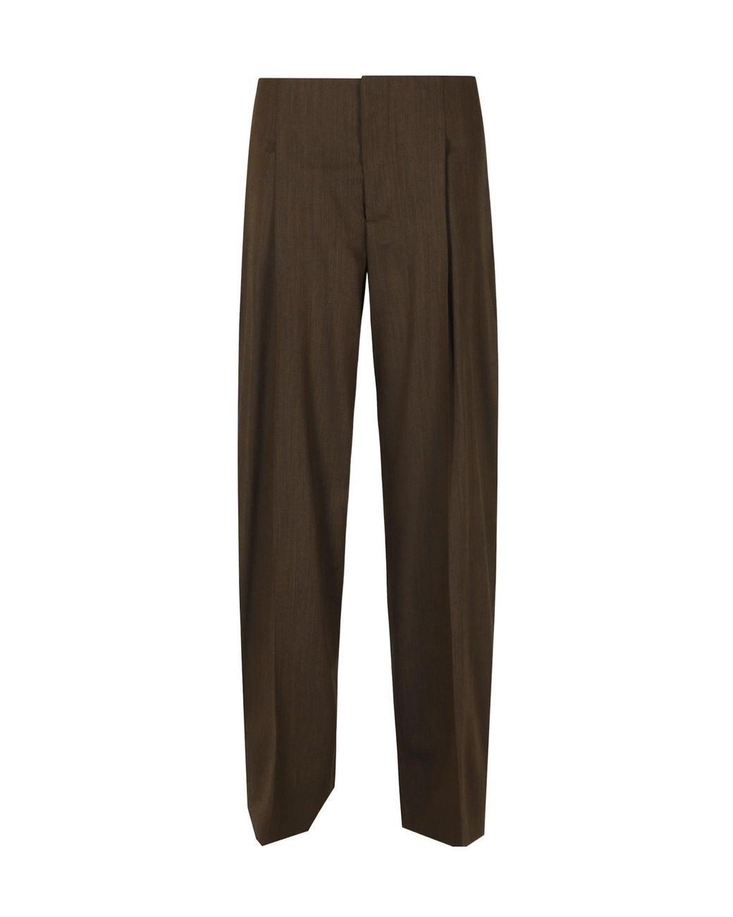 Alberta Ferretti Brown Pleated Wide-Leg Trousers
