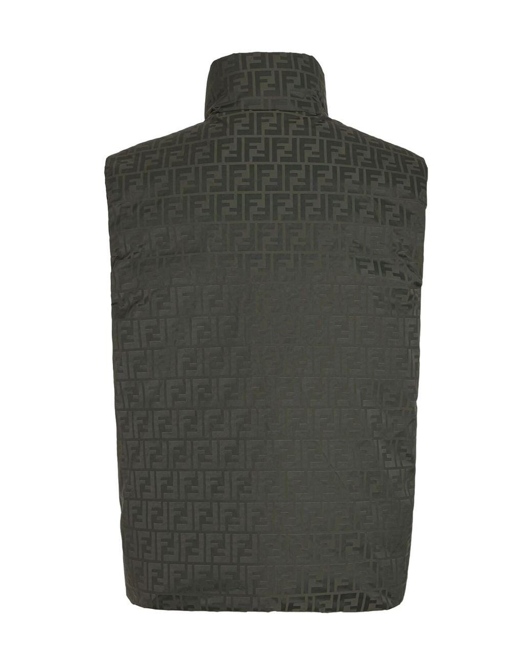 Fendi Green Ff Jacquard Reversible Puffer Gilet for men