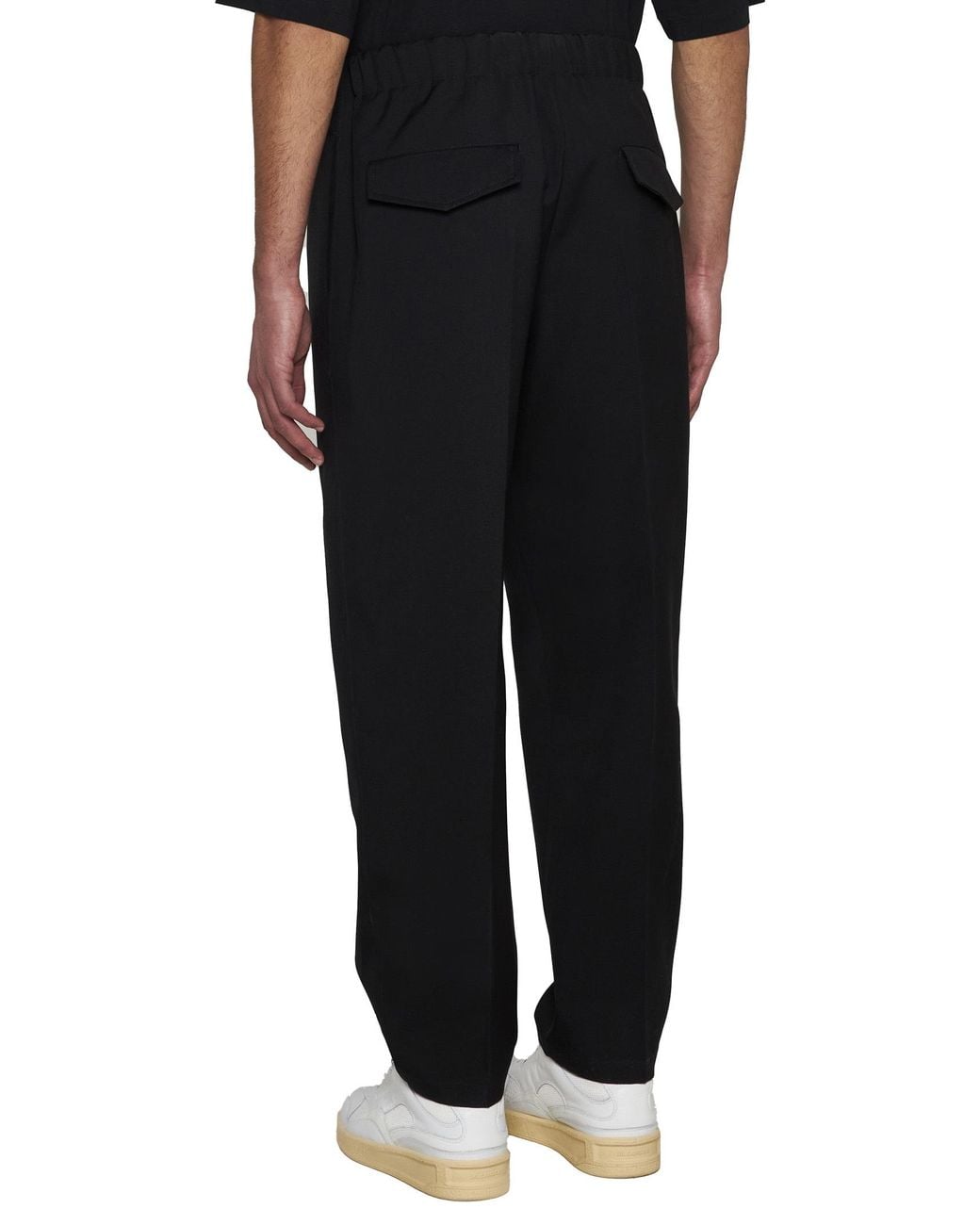 Jil Sander Black Elastic Waist Tapered Trousers for men