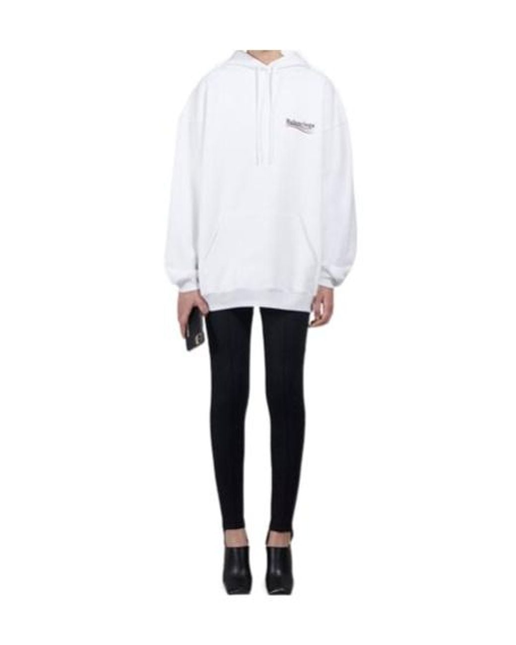 Balenciaga White Felpa Con Cappuccio Political Campaign Hoodie Large Fit Da Donna