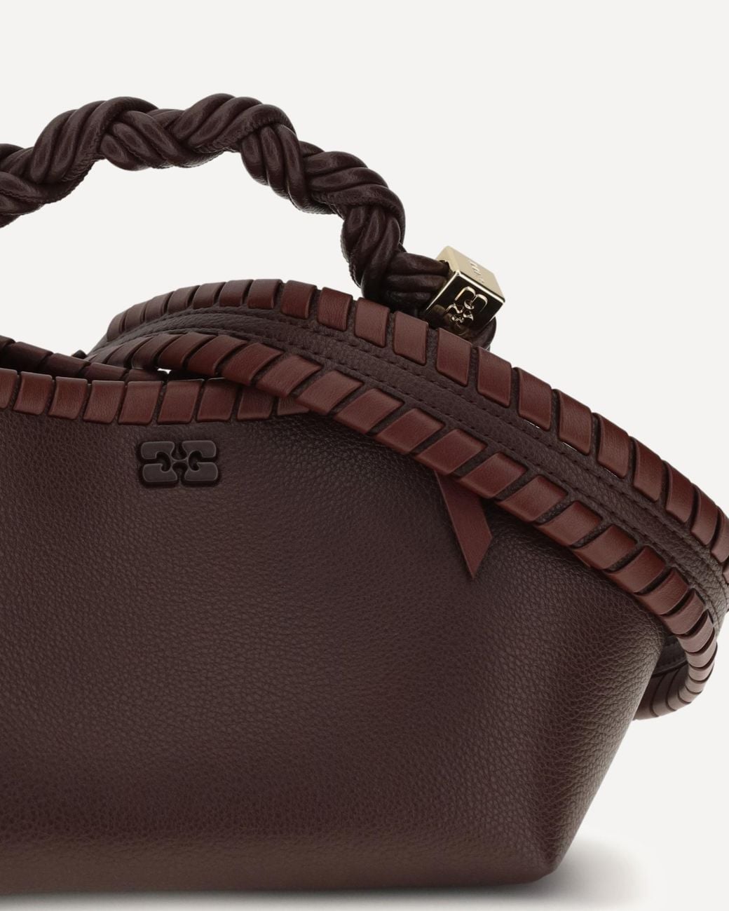 Ganni Brown Bou Small Braided Shoulder Bag