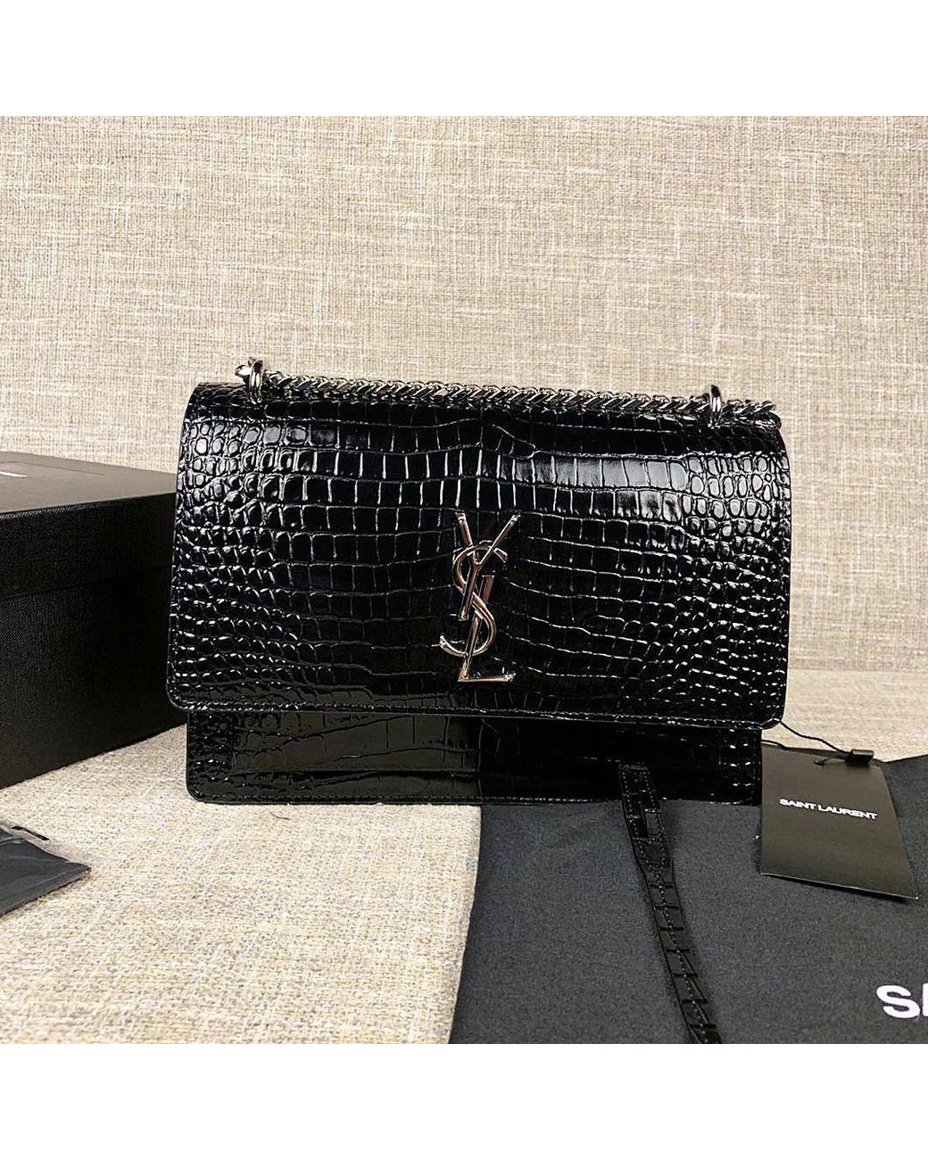 Saint Laurent Black Sunset Monogram Medium Shoulder Bag