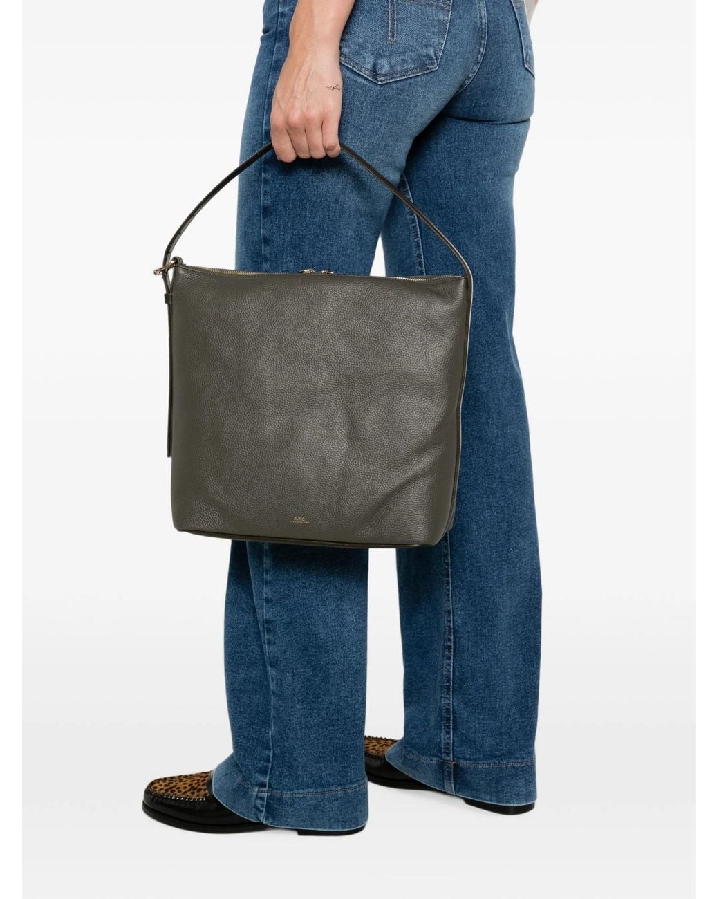 A.P.C. Black Vera Grained Leather Shoulder Bag