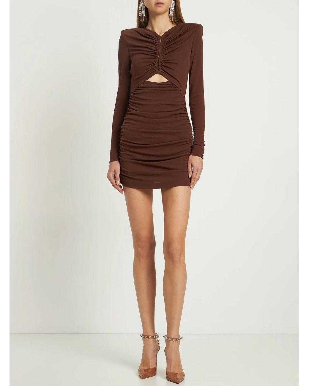 Roland Mouret Brown Pleated Mini Dress