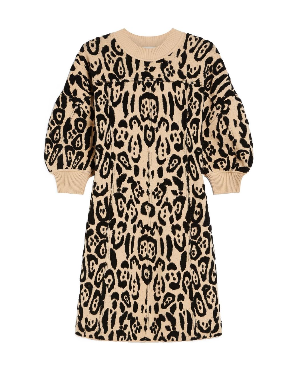 Sportmax Black Animal-Print Terry Dress