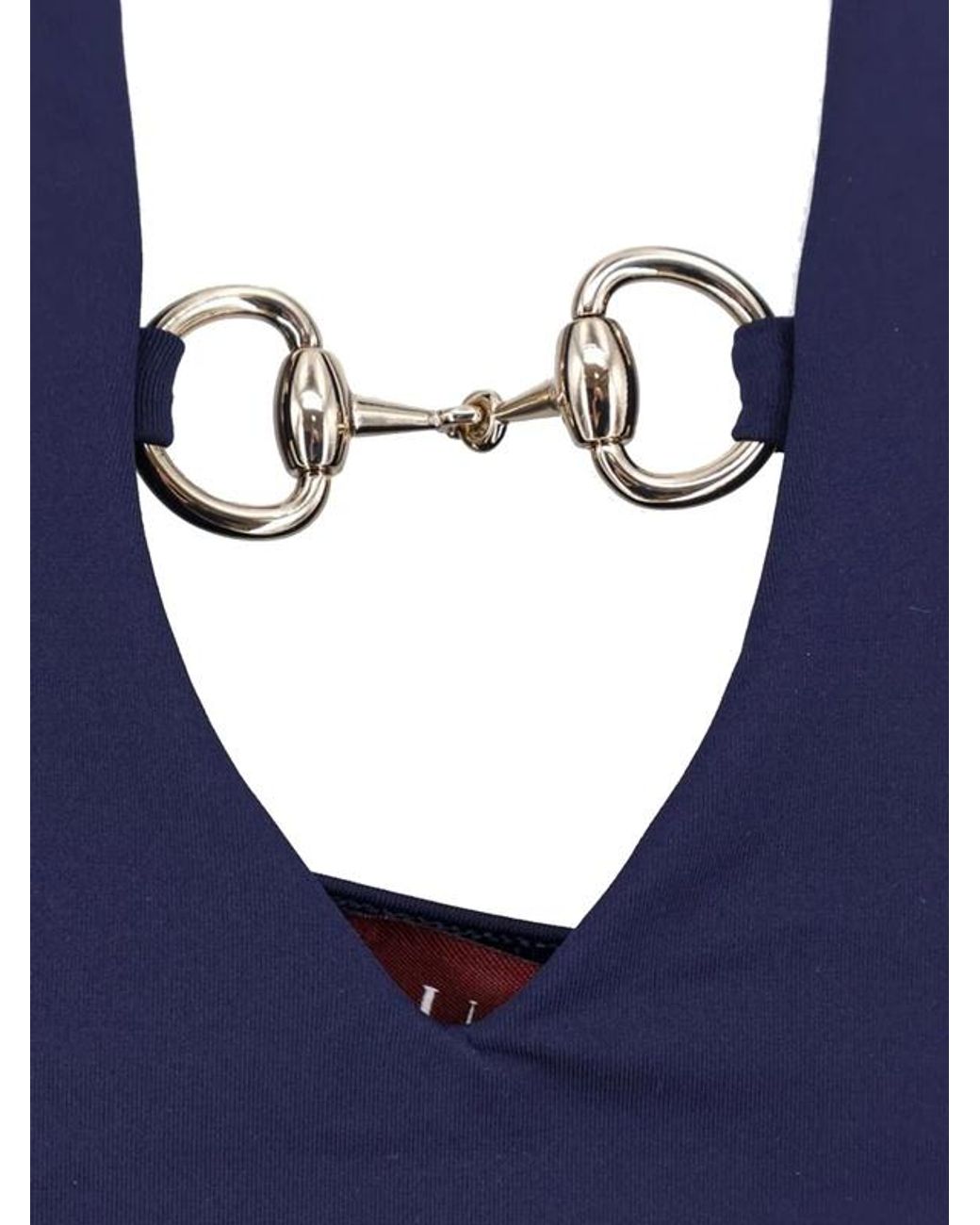 Gucci Blue One-Piece Swimsuit With Clamps