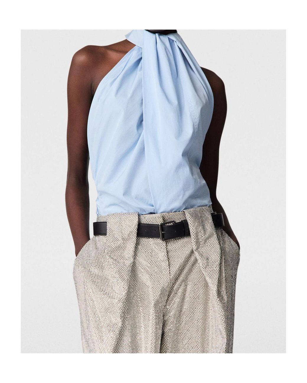 Stella McCartney Blue Halter-Neck Tie-Back Top
