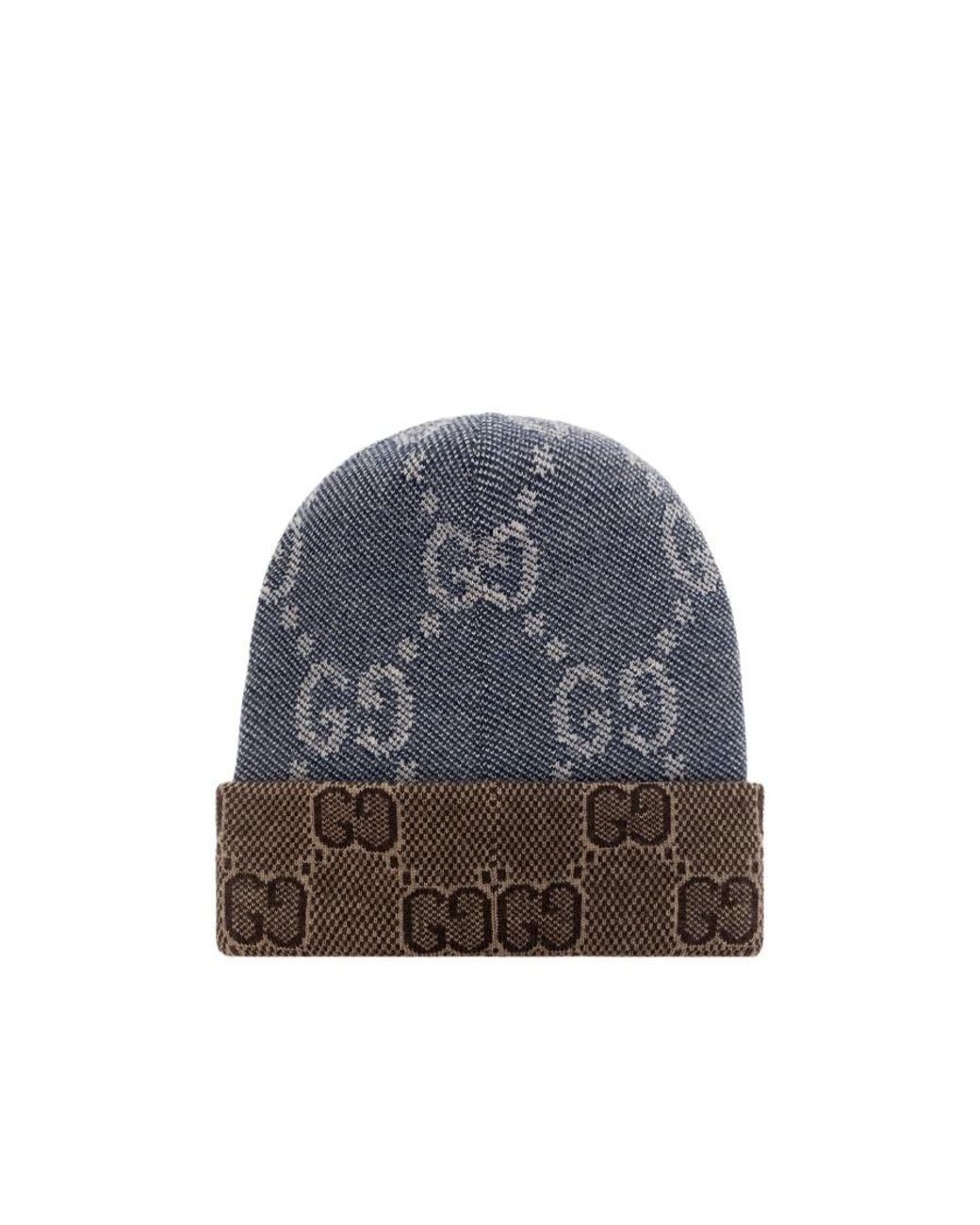 Gucci Blue Reversible Gg Beanie for men