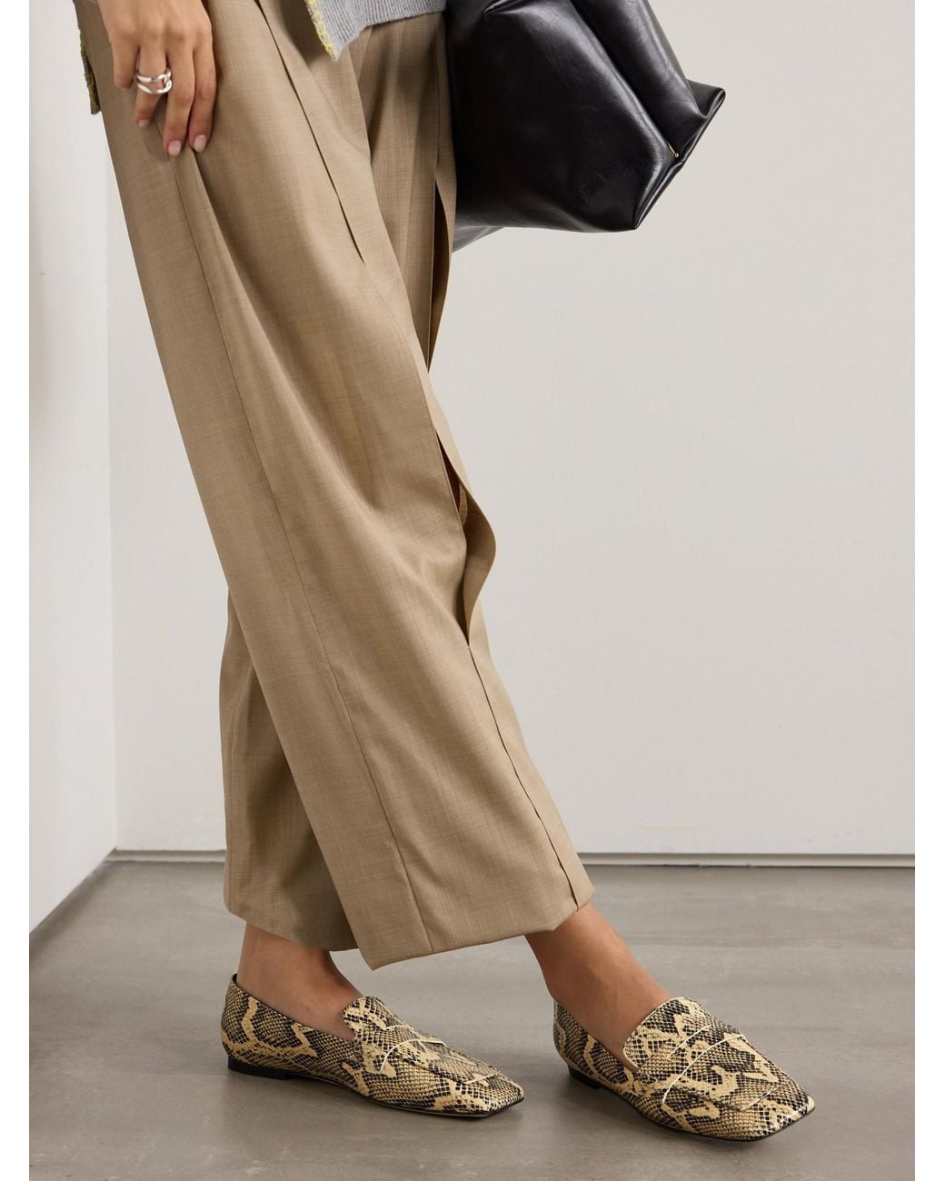 Aeyde Brown Tom Snake-Effect Leather Loafers