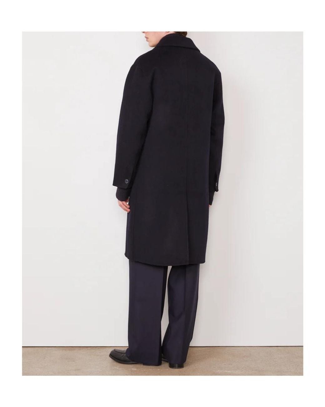Officine Generale Blue Single-Breasted Long Overcoat for men