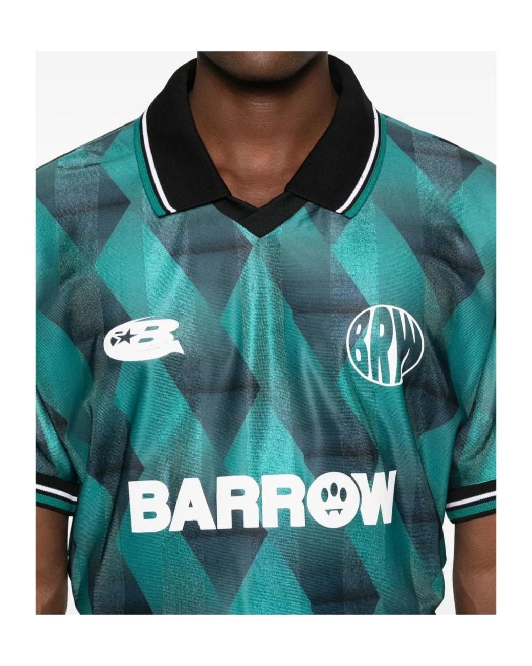Barrow Green Geometric Pattern Polo Shirt for men