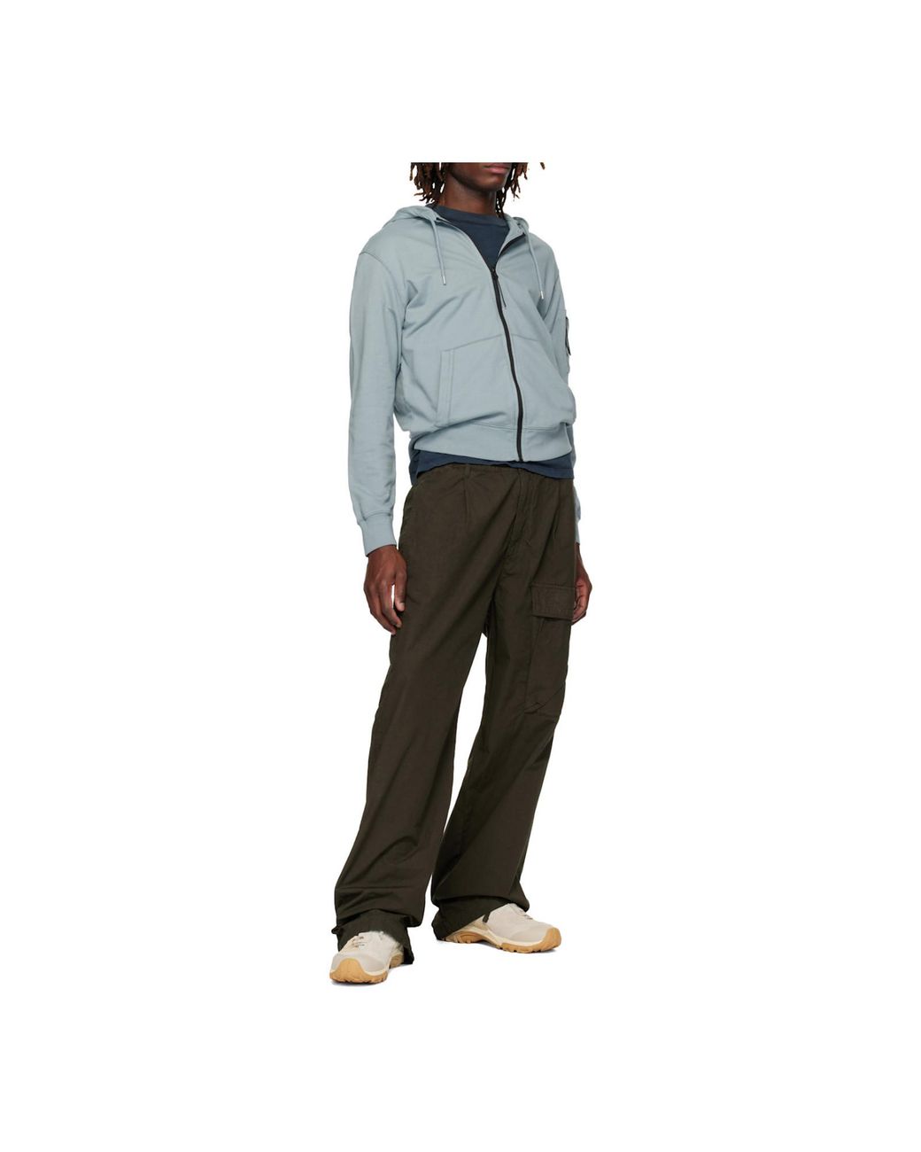 C P Company Green Wide-Leg Cargo Pants for men