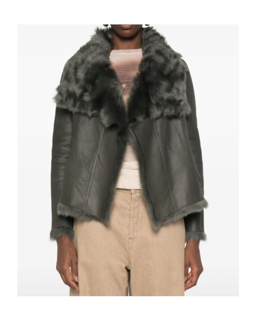 Yves Salomon Gray Long-Sleeve Reversible Jacket