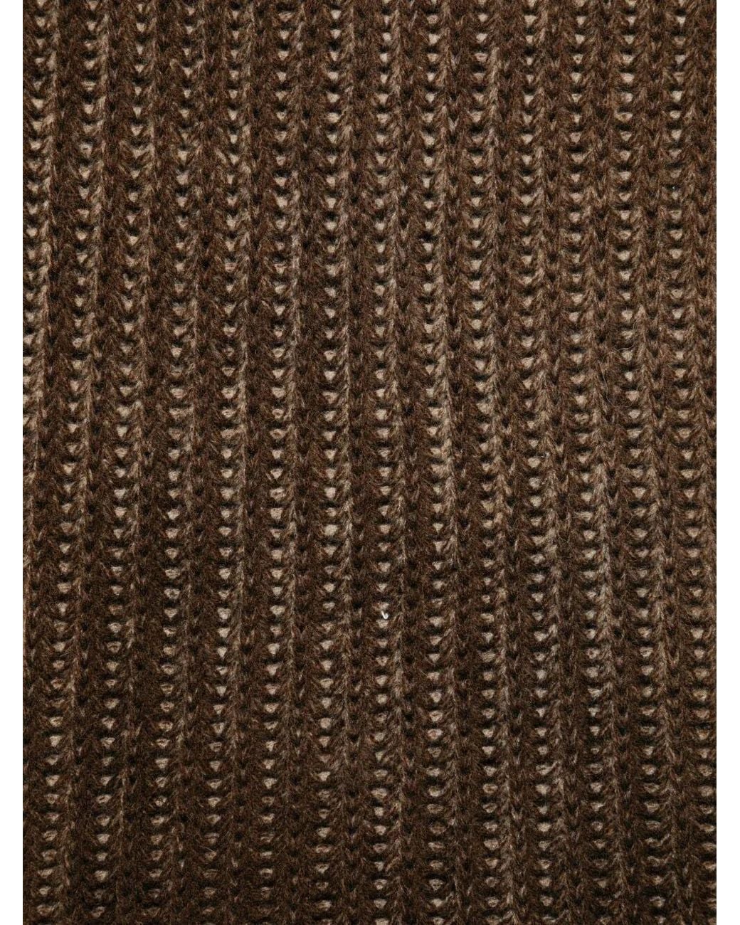 Avant Toi Brown Ribbed-Knit Distressed-Effect Scarf for men