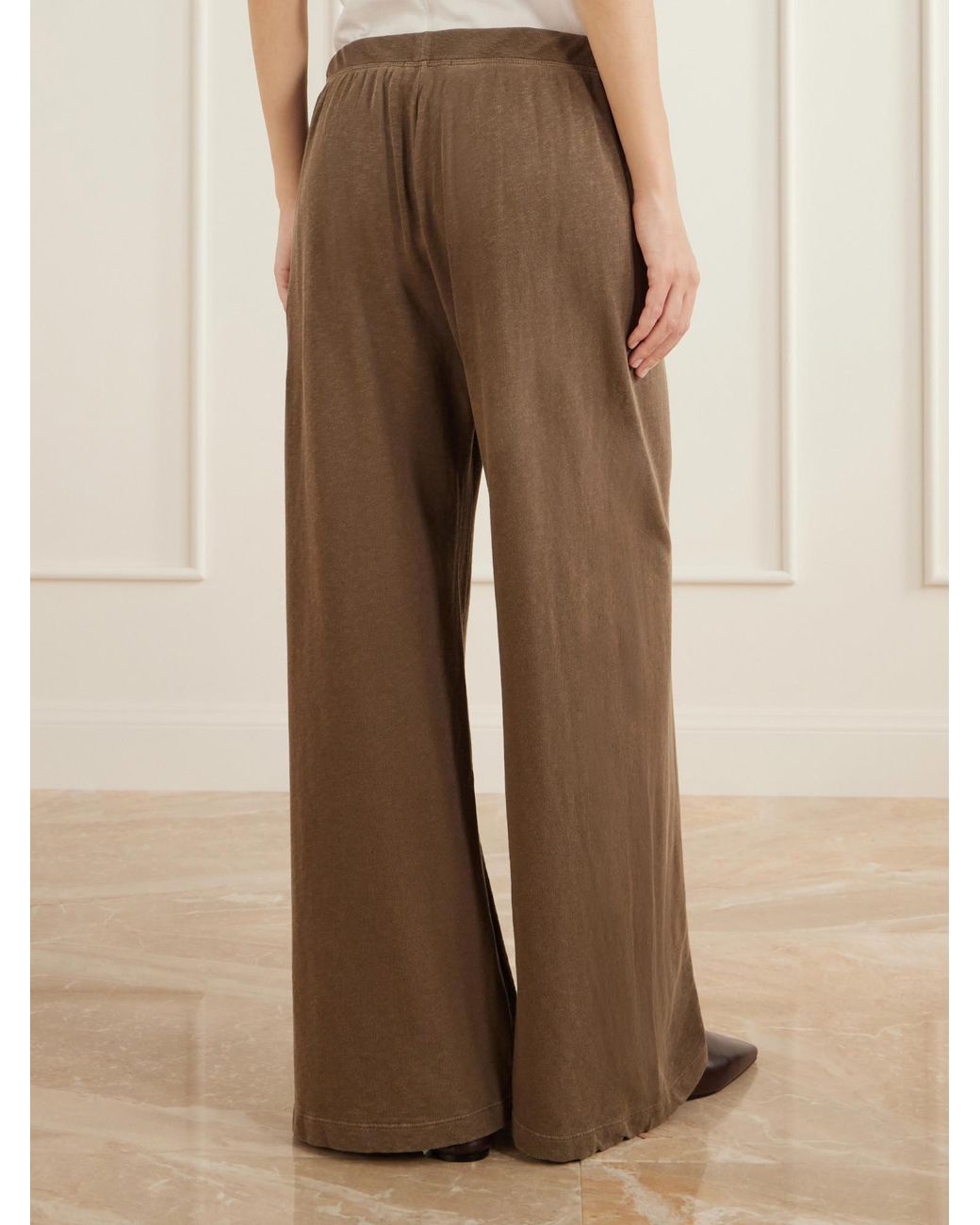 James Perse Brown Cotton-Terry Wide-Leg Track Pants